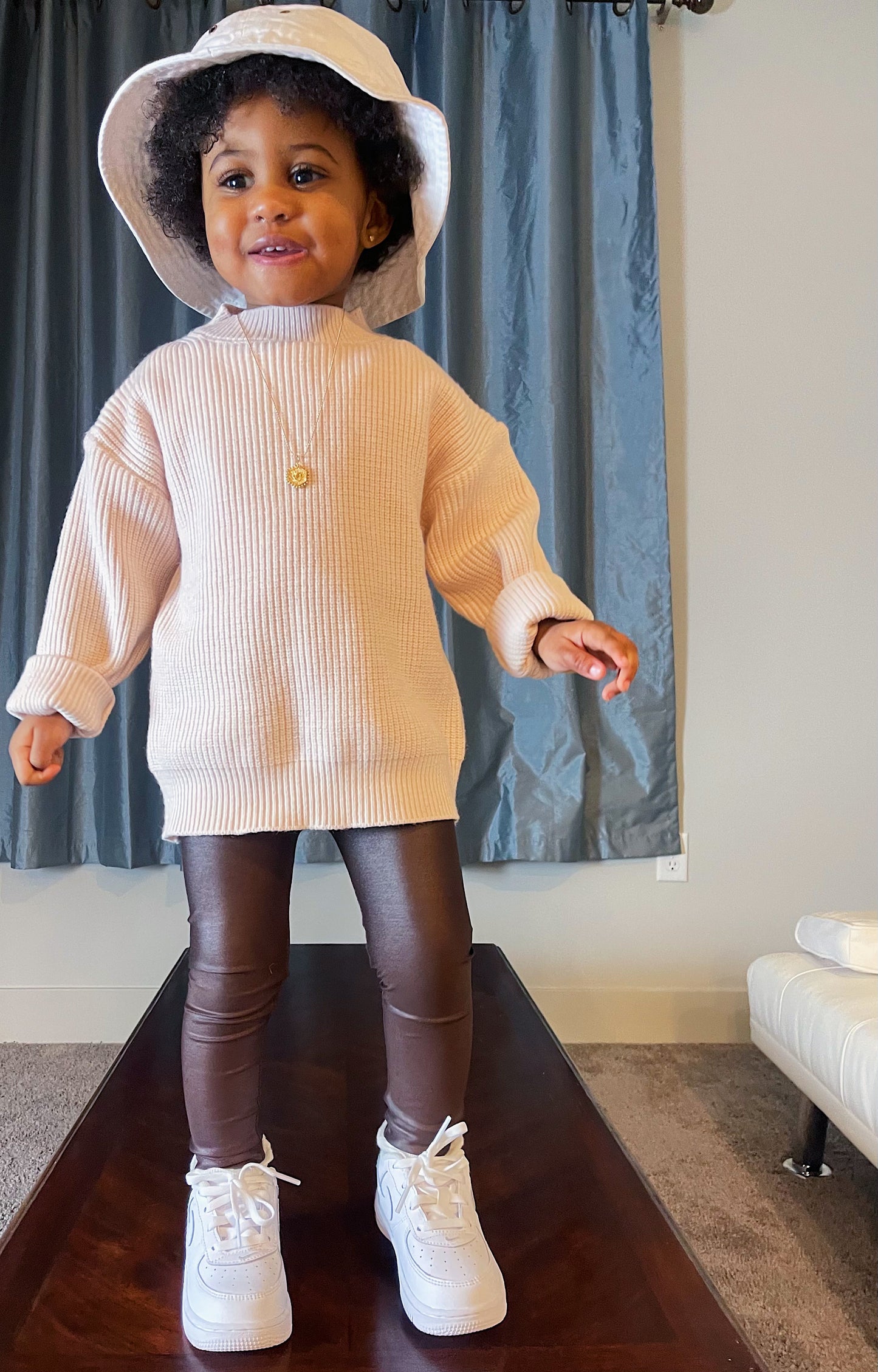 The Perfect Leggings in Chocolate Brown | Toddler Girl Faux Leather Leggings