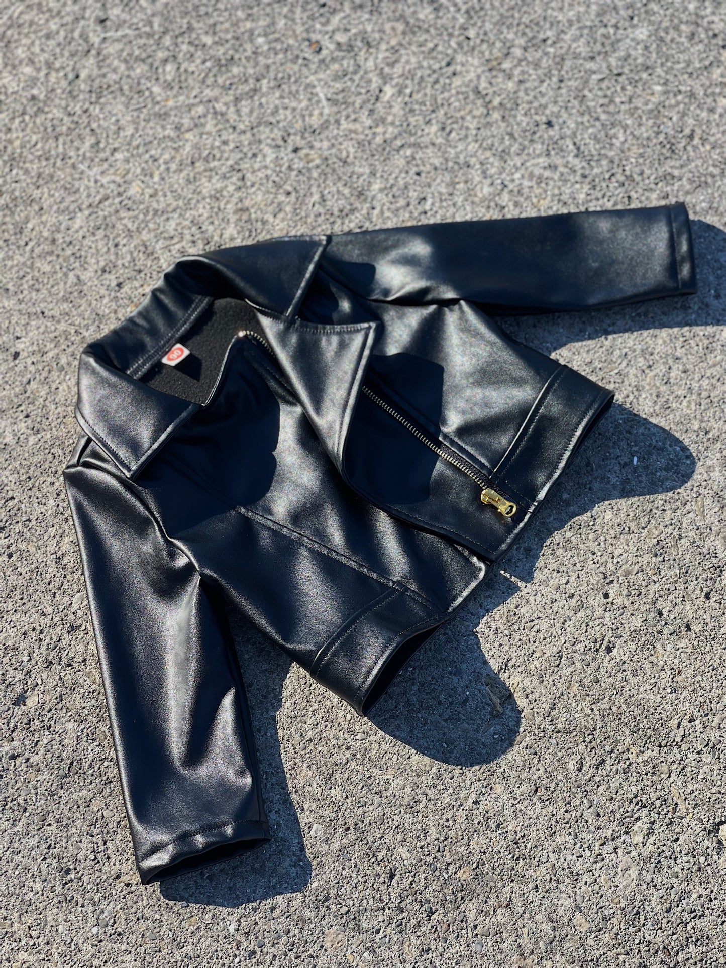 Faux Leather Imitation Black Biker Jacket | Toddler Girl
