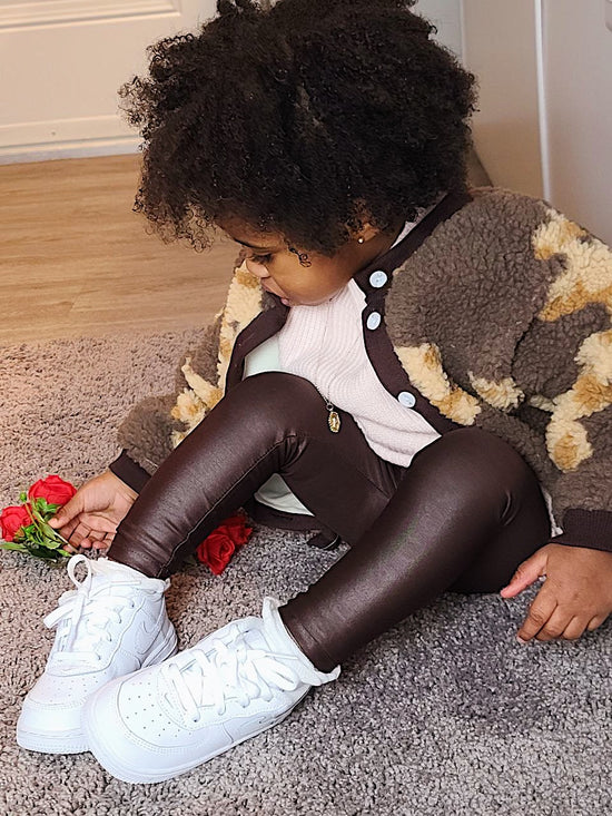 The Perfect Leggings in Chocolate Brown | Toddler Girl Faux Leather Leggings